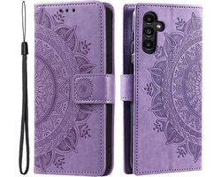 Hoesje Mandala Book Case met Pasjeshouder Paars Geschikt voor Samsung Galaxy A55