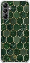Casimoda® hoesje - Geschikt voor Samsung Galaxy A14 5G - Kubus Groen - Shockproof case - Extra sterk - TPU/polycarbonaat - Groen, Transparant