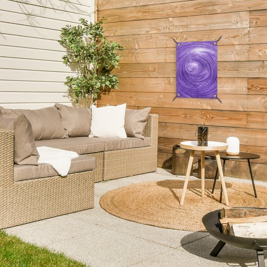 Tuinposter 30x40 cm - Tuindecoratie Paars - Abstract - Design - Poster voor in de tuin - Buiten decoratie - Schutting tuinschilderij - Tuindoek muurdecoratie - Wanddecoratie balkondoek