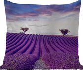 Tuinkussen - Lavendel - Natuur - Paars - Bomen - Bloemen - 40x40 cm - Weerbestendig