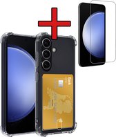Coque pour Samsung S23 FE avec porte-cartes, avec porte-cartes et protecteur d'écran – Coque pour Samsung Galaxy S23 FE, résistante aux chocs – Transparent