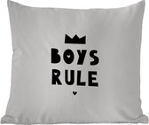 Tuinkussen - Boys Rule - Quotes - Spreuken - Kinderen - Jongens - 40x40 cm - Weerbestendig
