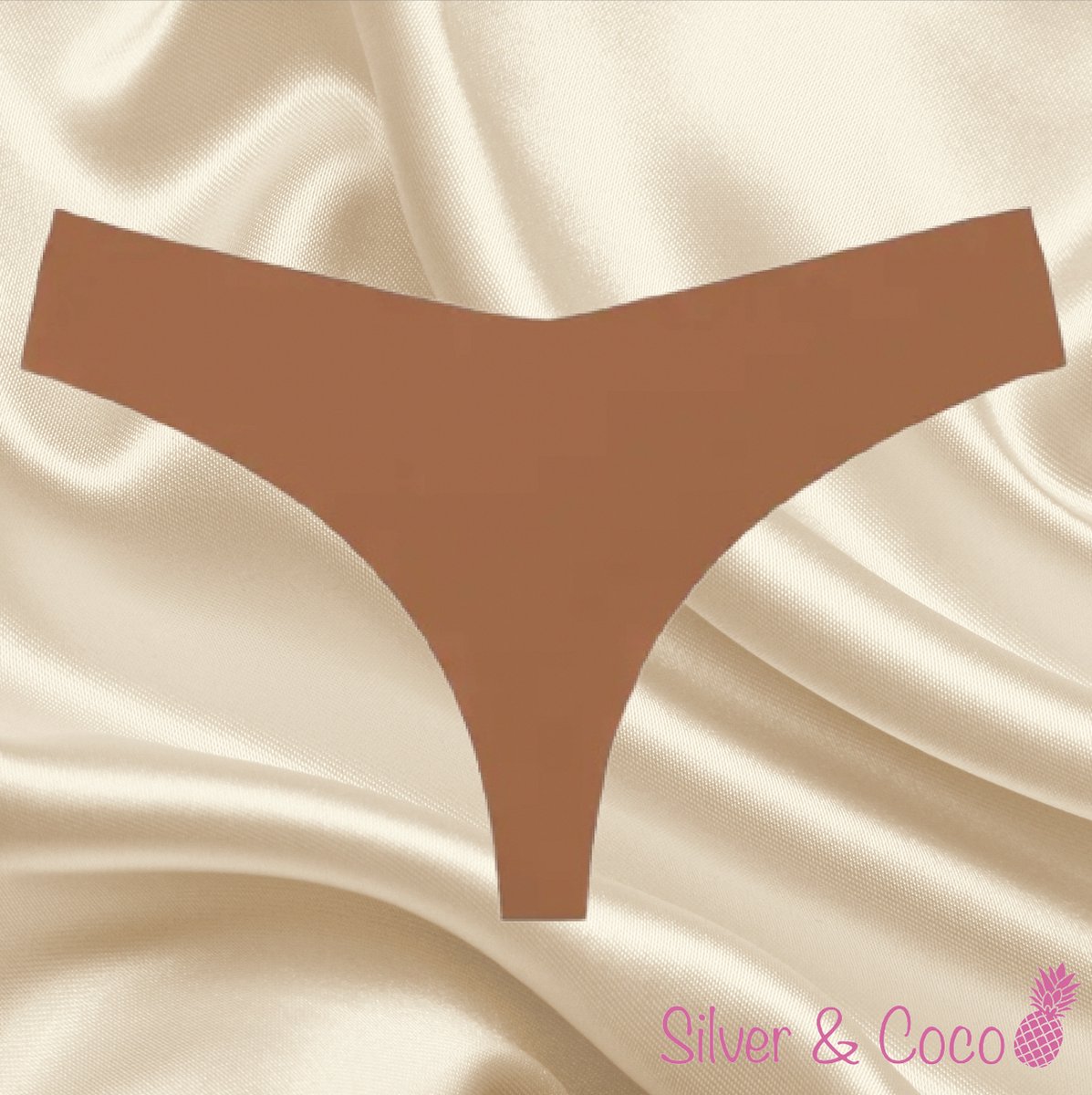 SilverAndCoco® - Naadloze String / Seamless Onderbroek Dames / Zacht Brazilian Slipje / Naadloos Stretch Ondergoed Vrouw / Strings Dames Lingerie Broekje Slip Nude - Bruin / Small / S
