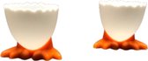 Eierdop Pasen - Wit / Oranje - Kunststof - Set van 2 - Eieren - Eten