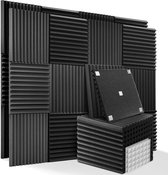 Geluidsabsorberend akoestisch schuim met dubbelzijdige sticker, 36 stuks zwart akoestisch schuim voor podcasts, opnamestudio's, kantoren, thuisonderwijs, akoestische schuimmat (30 x 30 x 2,5 cm).