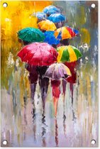 Tuindecoratie Schilderij - Paraplu - Olieverf - 40x60 cm - Tuinposter - Tuindoek - Buitenposter