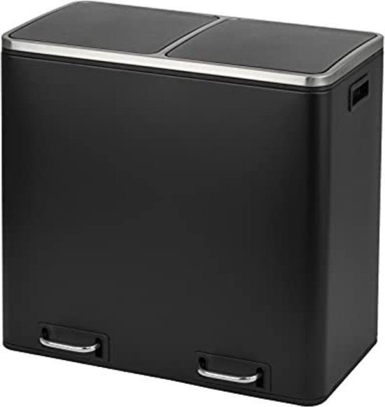 Bayt Prullenbak Afvalscheiding 60L (3x20L), Luxe Zwarte Pedaalemmer met 3 Vakken, RVS Afvalemmer voor de Keuken, Soft-Close, Geurdicht & Uitneembare Binnenemmers
