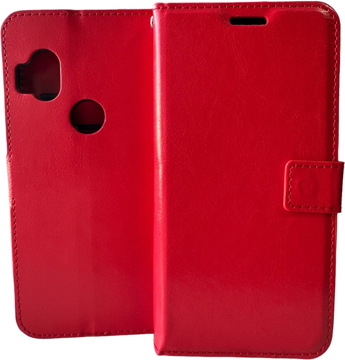 Portemonnee Bookcase Hoesje Geschikt voor: Motorola Moto One Hyper - Rood