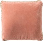 Dutch Decor MANOE - Sierkussen 45x45 cm - effen kleur - met rand van jute - Muted Clay - roze - Inclusief binnenkussen