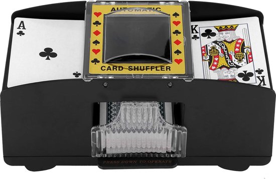 Kolamom Elektrische kaartenschudmachine voor 1-2 decks, automatische speelkaarten, mengmachine voor familiebijeenkomsten, kaartenschudder, elektrisch voor UNO, poker, blackjack, USB batterijvoeding