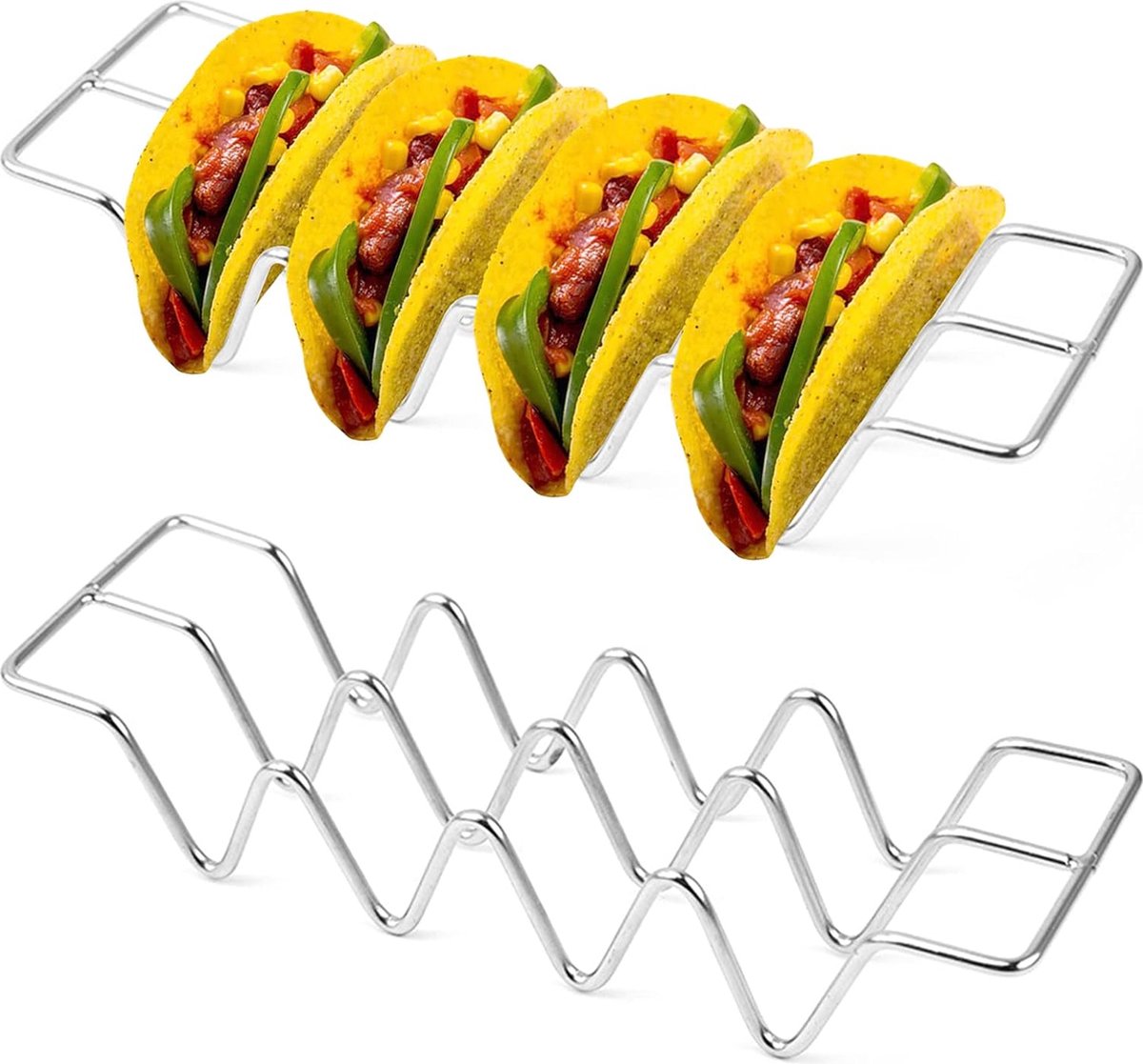 Taco standaard roestvrij staal Tacos hotdogs houder golfvorm keuken gadget gereedschap voor Fiesta Mexicana, buffetten en feestjes
