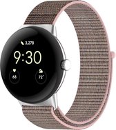 Strap-it Zacht nylon bandje - geschikt voor Google Pixel Watch 1/2 - nylon band met klittenbandsluiting voor Pixel Watch (roze)