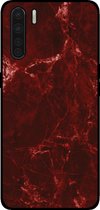 Smartphonica Telefoonhoesje voor OPPO A91 met marmer opdruk - TPU backcover case marble design - Rood / Back Cover geschikt voor Oppo A91