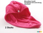 *** 2 Stuks Haar handdoek met Knoop - microvezel handdoek - handdoek voor haren - roze - van Heble® ***