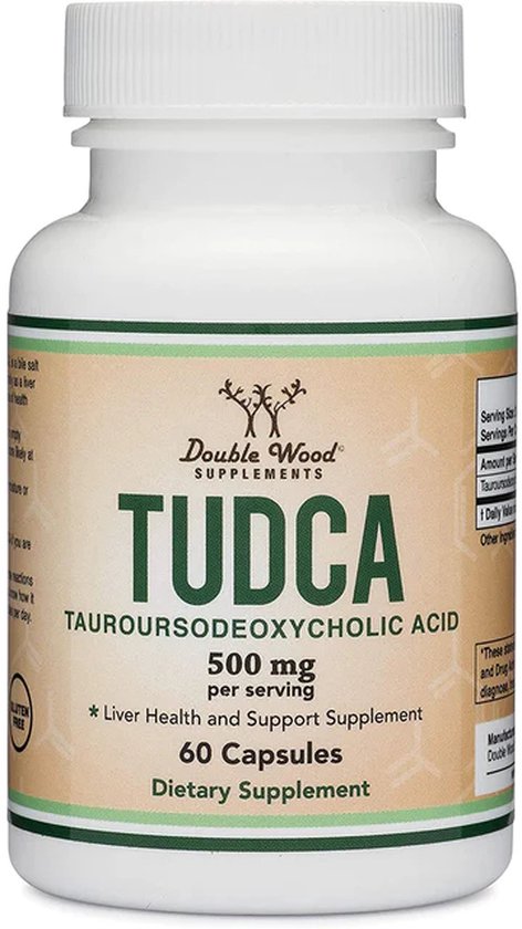 Double Wood TUDCA lever supplement - Tauroursodeoxycholzuur - 60 capasules x 500 mg - Tauroursodeoxycholic acid - Galzuur - hoge dosering