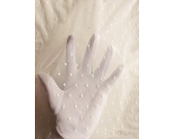 Tulle stof - Tule stippen - 1 meter - creme - tule tutu gaas zacht mesh kant stof decoratie stoffen Dot