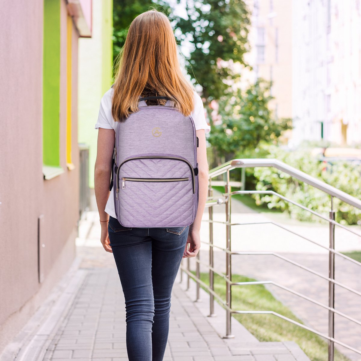 AG Luxe Rugzak Dames Lila - Rugzakken - Rugtassen - Meisje - Laptop - 26L - School - Kind - Backpack Waterafstotend- Schooltas - Reizen & Werken - Anti Diefstal Ontwerp - Inclusief Usb Oplaadstation – foto 3