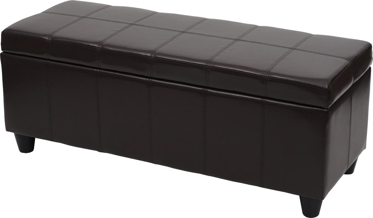 Opbergkist Kriens, bankje, kunstleer, 45x114x45cm ~ bruin