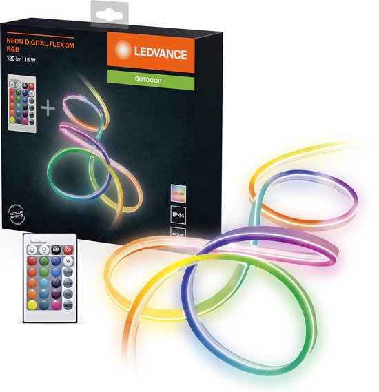 LEDVANCE Wand- en plafondarmatuur: voor alle oppervlakken, NEON DIGITAL FLEX / 15 W, 220…240 V, stralingshoek: 160, RGB, body materiaal: silicone, IP44