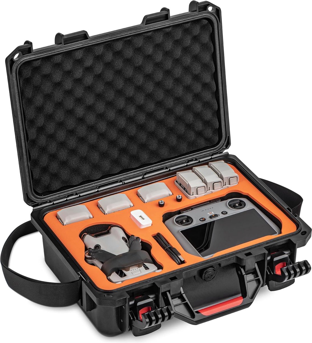 Mini 4 Pro Waterproof Hard Case - Veilige draagtas geschikt voor DJI Mini 4 Pro Fly More Combo drone-accessoires - robuuste en waterdichte opslag geschikt voor DJI RC 2 / RC-N2, zwart-oranje, Kofferset