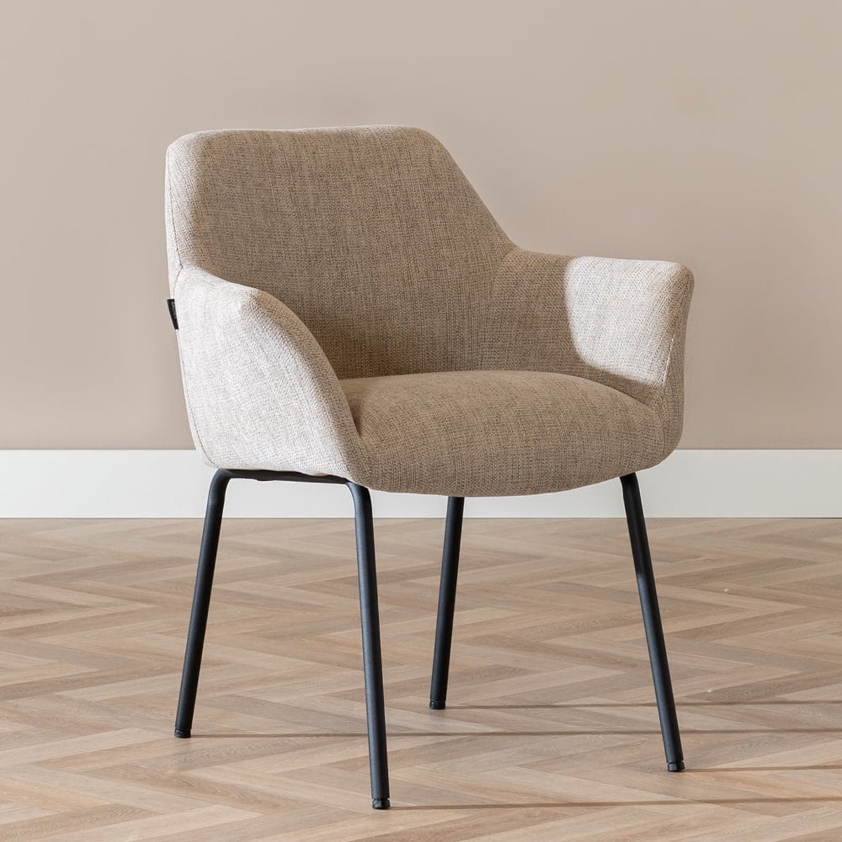 Bronx71® Scandinavische eetkamerstoel Sten gerecyclede stof taupe - stoel