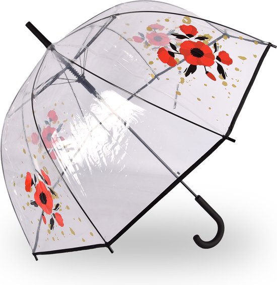 Parapluie à fleurs - Parapluie dôme PVC Transparent Diamètre 86 cm - TRANSPARENT - AUTOMATISÉ - Ø 86 CM - DESIGN