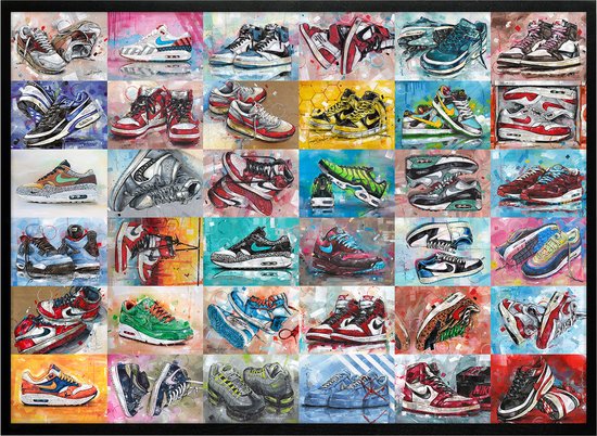 Sneaker collection print 71x51 cm *ingelijst & gesigneerd