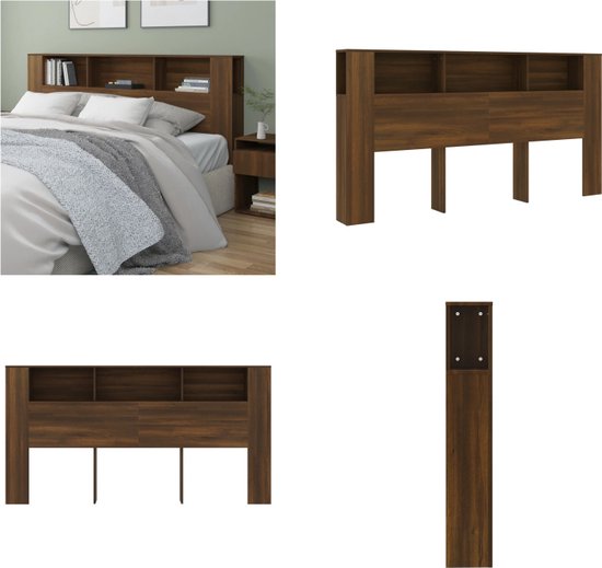 vidaXL Hoofdbordkast 160x19x103,5 cm bruin eikenkleur, hoofdeindekast, hoofdbord kast, bedombouw kast, hoofdeindekasten, hoofdbord kasten