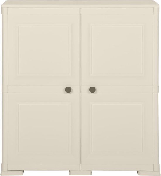 vidaXL Armoire de rangement Aspect bois 79x43x85-5 cm Plastique Couleur glace vanille - Armoire - Armoires - Placard - Casier de rangement