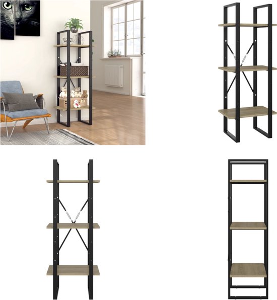 vidaXL Boekenkast met 2 schappen 80x30x70 cm spaanplaat betongrijs