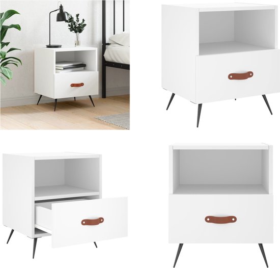 Nachtkastje Lorin Wit Melamine 50x50x38 cm