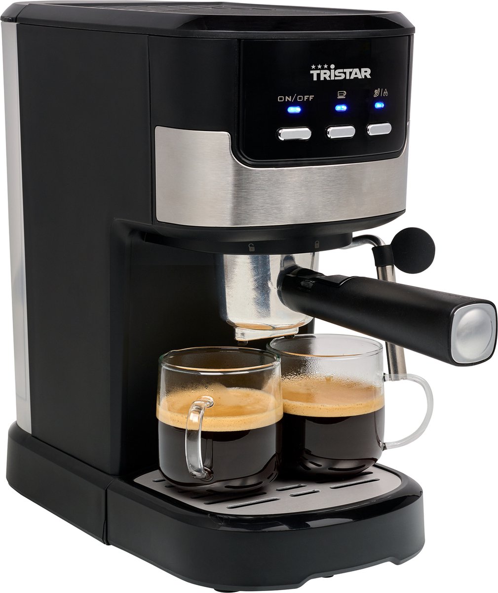 Tristar Espressomachine & Koffiecupmachine CM-2278 - Koffiemachine geschikt voor capsules & losse koffie - Inclusief melkstoompijpje - Gemakkelijk in gebruik - Zwart RVS