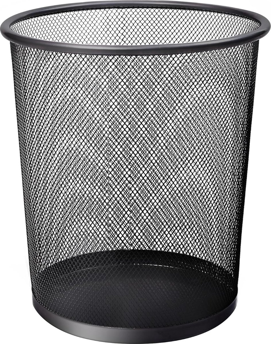 Goedkoopste Ronde prullenbak 20 liter prullenbak - 2 stuks zwarte antislip gaasmanden, prullenbak met een capaciteit van 20 liter, stevige metalen container voor gebruik binnenshuis voor thuis, woonkamer, keuken