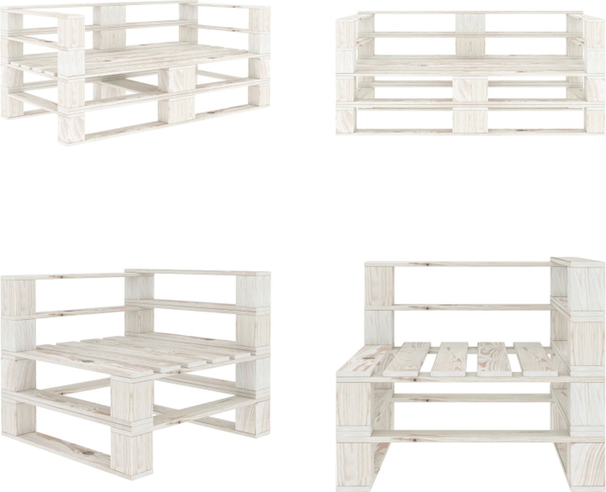 VidaXL Tuinbank 2-zits pallet hout wit Palletbank Palletbanken Tuinbank Parkbank