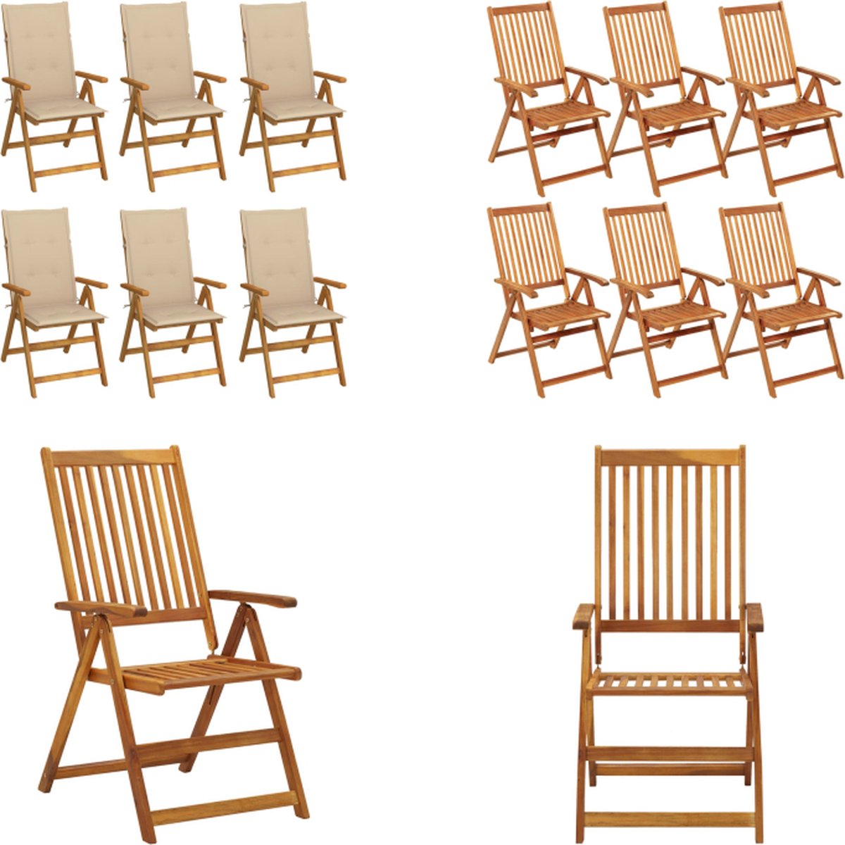 VidaXL Tuinstoelen 6 st inklapbaar met kussens massief acaciahout Tuinstoel Tuinstoelen Tuin Stoel Tuin Stoelen