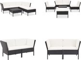 vidaXL 6-delige Loungeset met kussens poly rattan zwart - Tuinbank - Tuinbanken - Loungebank - Loungebanken