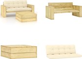 vidaXL 2-delige Loungeset met kussens geïmpregneerd grenenhout - Loungeset - Loungesets - Houten Loungeset - Houten Loungesets