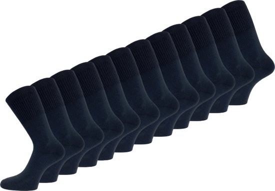 12 paar Niet knellende sokken - Drukvrije boord - Basic - Zwart - Maat 47-50