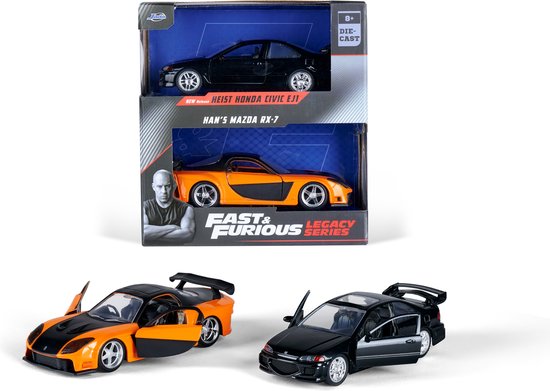 Fast and furious modelauto's 1:32 duo pack Honda Civic + Mazda RX7