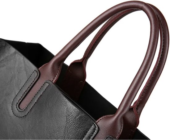 N3 Collecties Sac à main pour femme Sac à bandoulière en cuir PU Sac à main pour femme Zwart