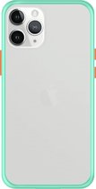 Telefoonglaasje Hoesje Geschikt voor iPhone 11 Pro - TPU randen met PVC achterzijde - Lichtblauw/Transparant - Beschermhoes - Case - Cover