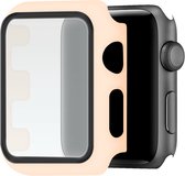 Telefoonglaasje Hoesje met screenprotector - Geschikt voor Apple Watch 4\ Apple Watch 5\ Apple Watch 6\ Apple Watch SE - 44mm - Roze - Smartwatch