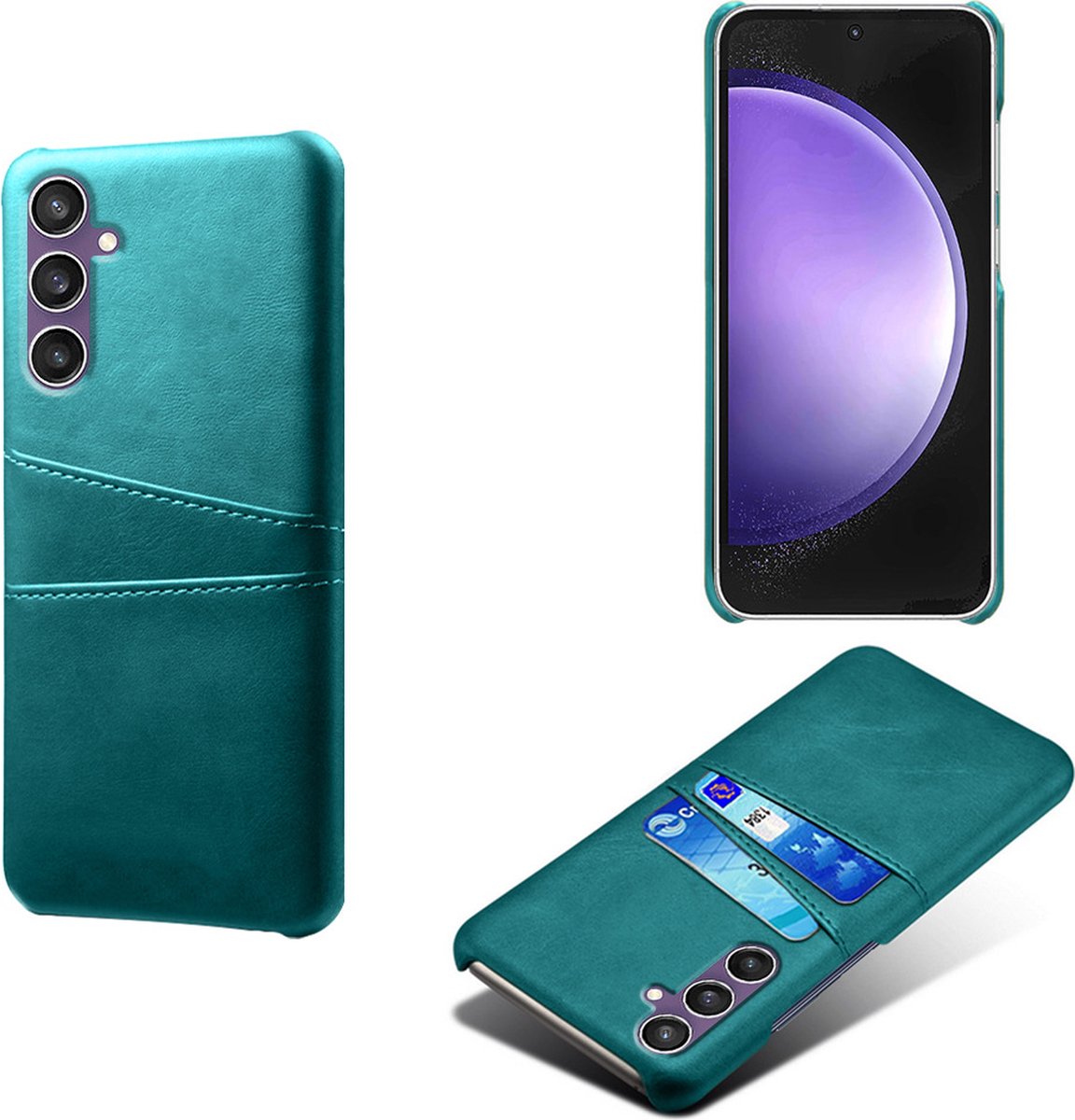 Backcover met Opbergvakjes + PMMA Screenprotector voor Galaxy S23 FE _ Groen