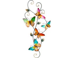 Anna's Collection Wand decoratie vlinders - gekleurd - 35 x 68 cm - metaal - muurdecoratie Anna's Collection Wand decoratie vlinders - gekleurd - 35 x 68 cm - metaal - muurdecoratie