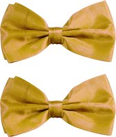 Toppers - Partychimp Carnaval verkleed vlinderstrikje zijdeglans - 2x - goud - polyester - heren/dames