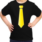 Bellatio Decorations Verkleed t-shirt voor kinderen - stropdas - zwart - meisje - carnaval/themafeest 164/176