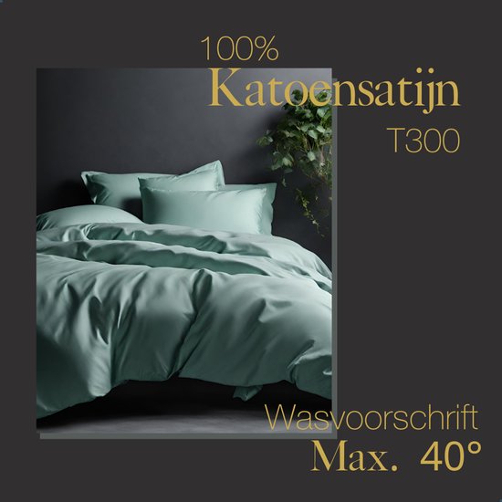 Ten Cate Premium Dekbedovertrek - Dekbedovertrek 200 x 200 tweepersoons - Dekbedovertrekken - Dekbedovertrek 200x220 - Satijn - Mineral Mint — afbeelding 3