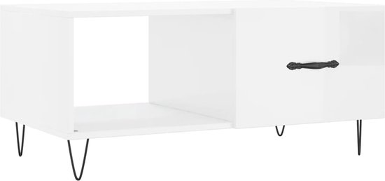 vidaXL - Salontafel - 90x50x40 - cm - bewerkt - hout - hoogglans - wit