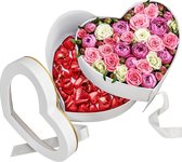 Belle Vous Coffret Cadeau Fleurs Double Couche Forme Coeur avec Couvercle - L23 x L19,5 x H16,5 cm - Coffret Cadeau Luxe pour Mariage/Anniversaire Compositions Fleurs & Décoration
