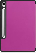 Hoesje Geschikt voor Samsung Galaxy Tab S9 FE Hoes Case Tablet Hoesje Tri-fold Met Uitsparing Geschikt voor S Pen Met Screenprotector - Hoes Geschikt voor Samsung Tab S9 FE Hoesje Hard Cover Bookcase Hoes - Paars